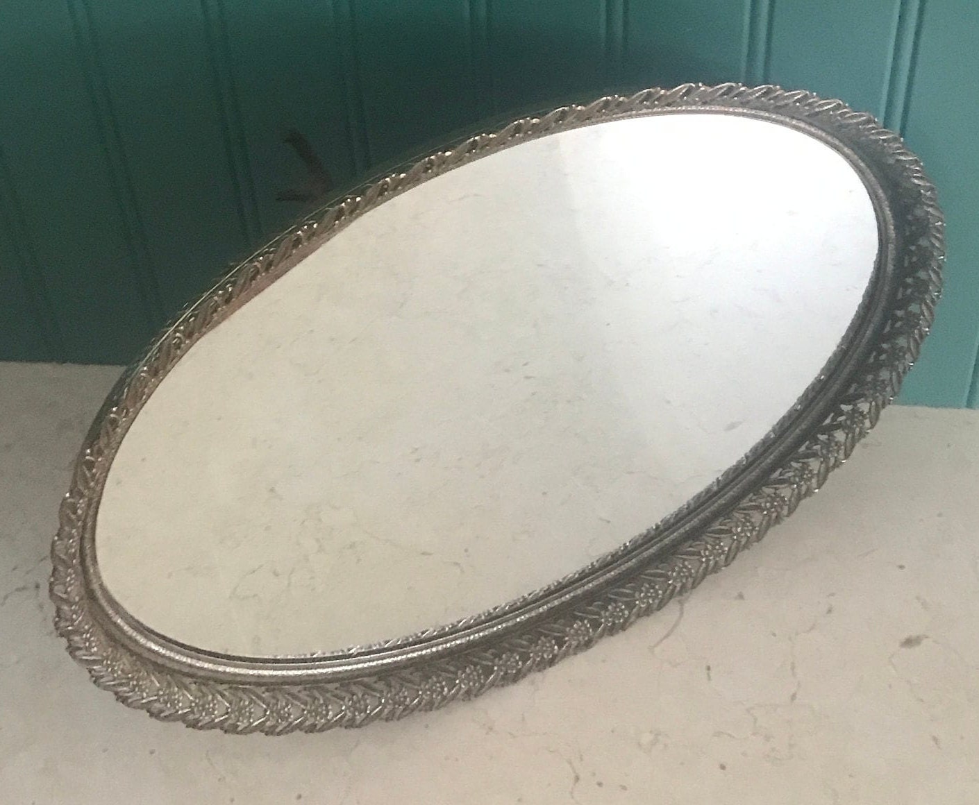 Vintage Gold Oval Vanity Mirror Tray/oval Mirror Tray/gold Etsy