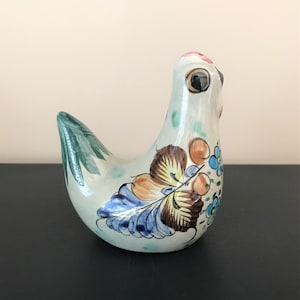 Tonala Mexico Clay Bird/Tonala Bird/Handpainted Bird Mexico/Signed Tonala Bird Mexico/Handpainted Pottery Bird
