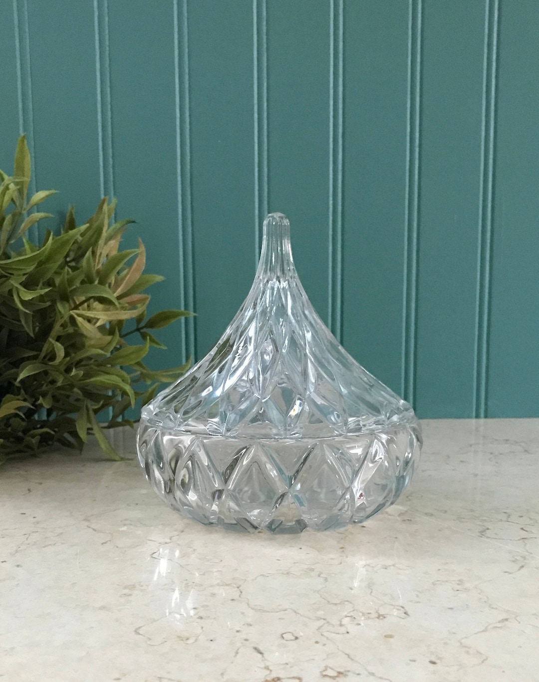 Vintage Hershey Kiss Shaped Candy Dish/1994 Crystal Hershey Etsy