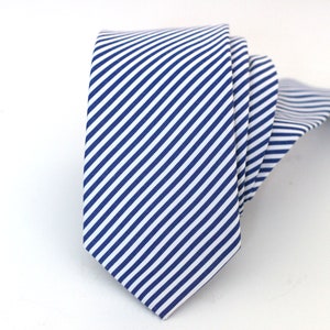 100% High Quality Cotton Royal Blue Striped Tie