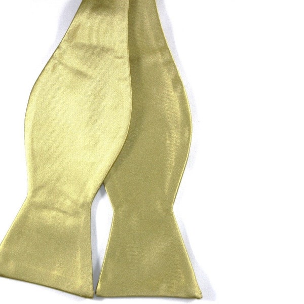 100% High Quality Silk Gold  Self-Tie Bow Tie with Optional Matching Pocket Square