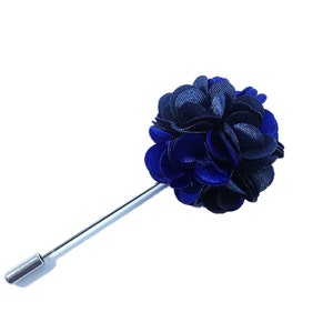 Royal and Navy Solid Flower Floral Lapel Pin
