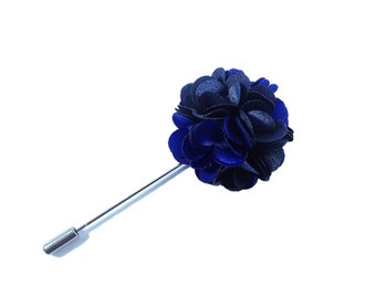 Royal and Navy Solid Flower Floral Lapel Pin