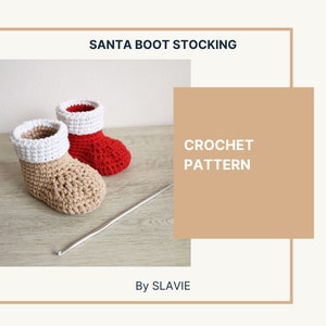 Christmas stocking PATTERN, Santa boot, Christmas decoration, WRITTEN TUTORIAL, pdf file, How to crochet image 1