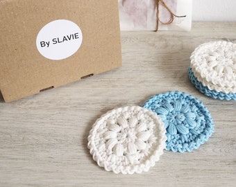 Cotton face scrubbies SET of 2, Reusable face pads, Eco-friendly make up removal pads, Facial care bath accessory