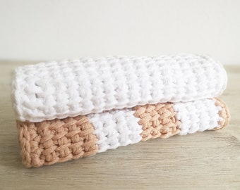 SET of 2 dishcloths, Reusable face wipes cotton, Wash cloth Cotton 100%, Dish rag soft and friendly, Hygge decor,