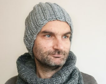 Crochet man hat, Cozy winter accessory, Classic beanie Christmas gift