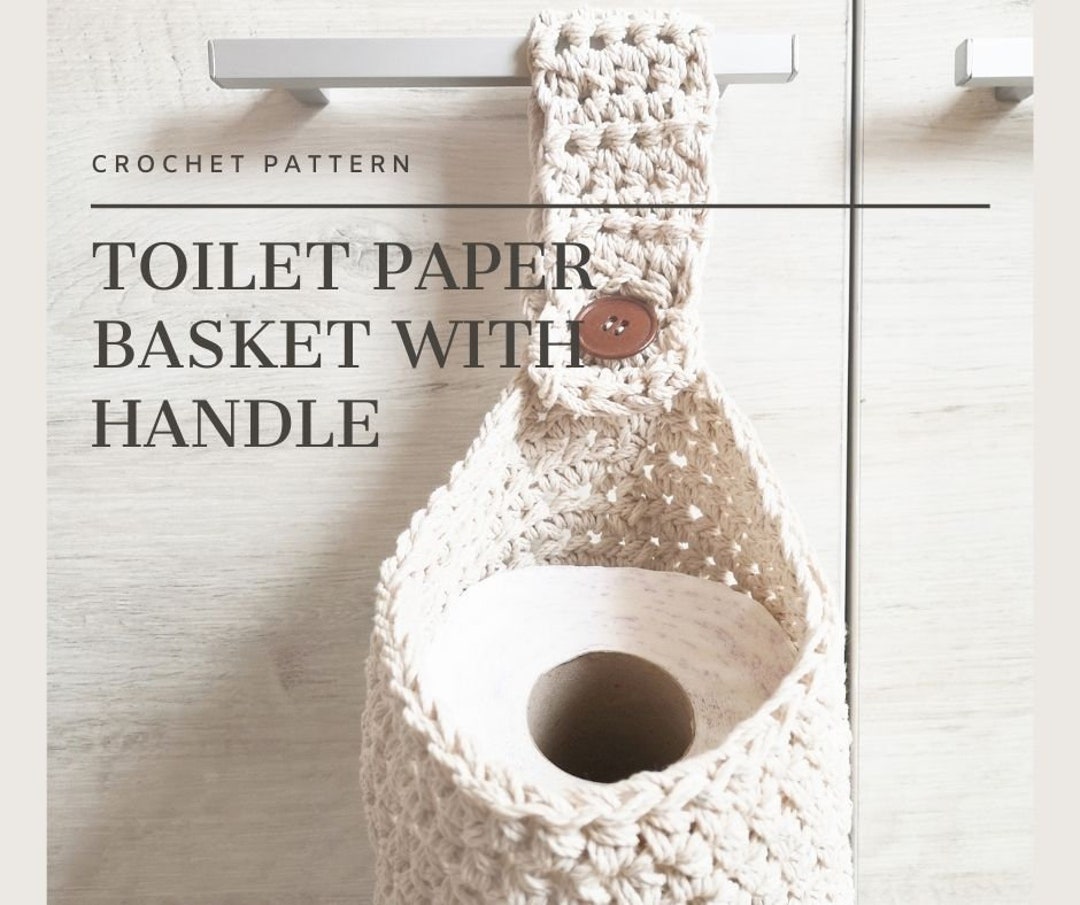 Toilet Paper Holder PATTERN, Crochet Basket With Handle, WRITTEN