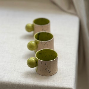 2 oz green espresso cup, Modern espresso tumbler, Speckled espresso cup, cute coffee cup, stoneware cermic coffee cup