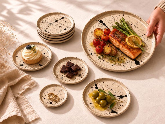 Over 1,000 favorites don't lie — this handmade stoneware plate walks the line between functional appetizer dish and jewelry tray with the kind of organic texture only wheel-thrown pottery has.