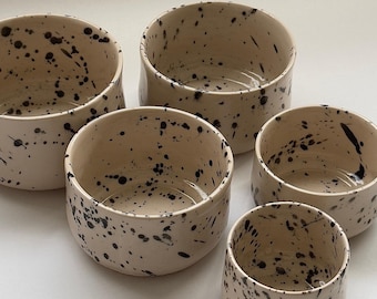 Handleless Ceramic Espresso Cup: Speckled Beige Stoneware Mug, Minimal