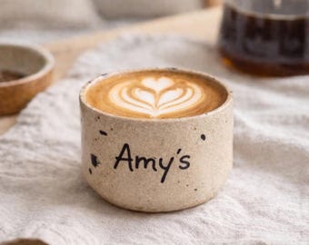 Personalized Stoneware Espresso Cup: Handmade Ceramic Coffee Mug