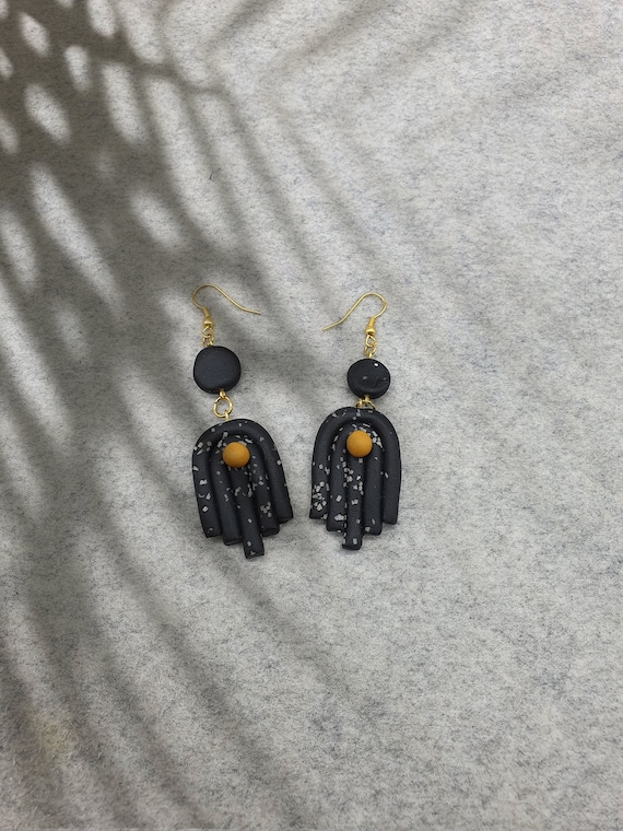 Black Arch Polymer Clay Earrings
