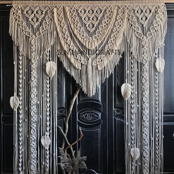 Handmade Macrame Wedding Backdrop, Macrame Wedding Arch Arbor, Macrame Wall Hanging,Macrame Door Hanging,Room Divider,Macrame Curtains