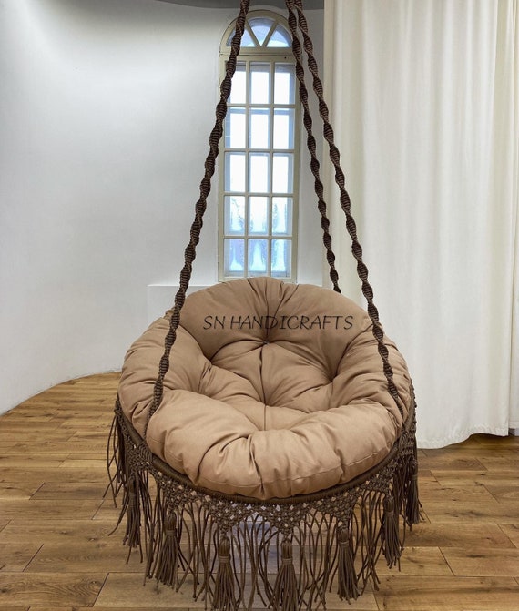 Macrame Hammock Chair, Macrame Round Swing, Hanging Cotton Hammock Chair -   Canada
