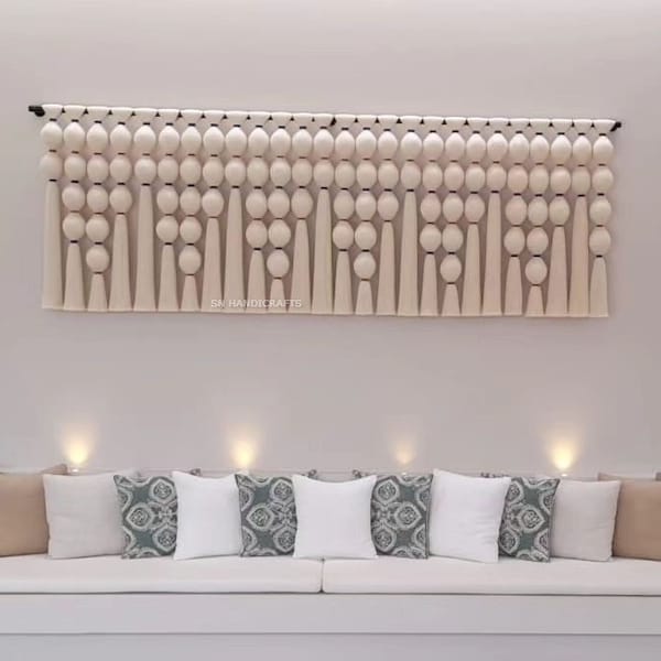 METEOR Large Neutral Macramé Wall Hanging Handcrafted in Modern Boho Style | Fiber Wall Art for Lomas Decor