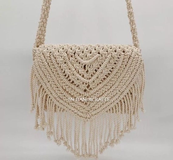 Specially hand made by Janet MACRAME Purse Handbag mint con. | eBay