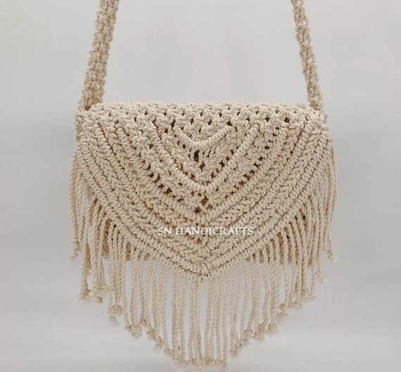 Vintage 1970s Women's Handmade White Macrame Shoulder Bag Purse — Crying  Weasel Vintage