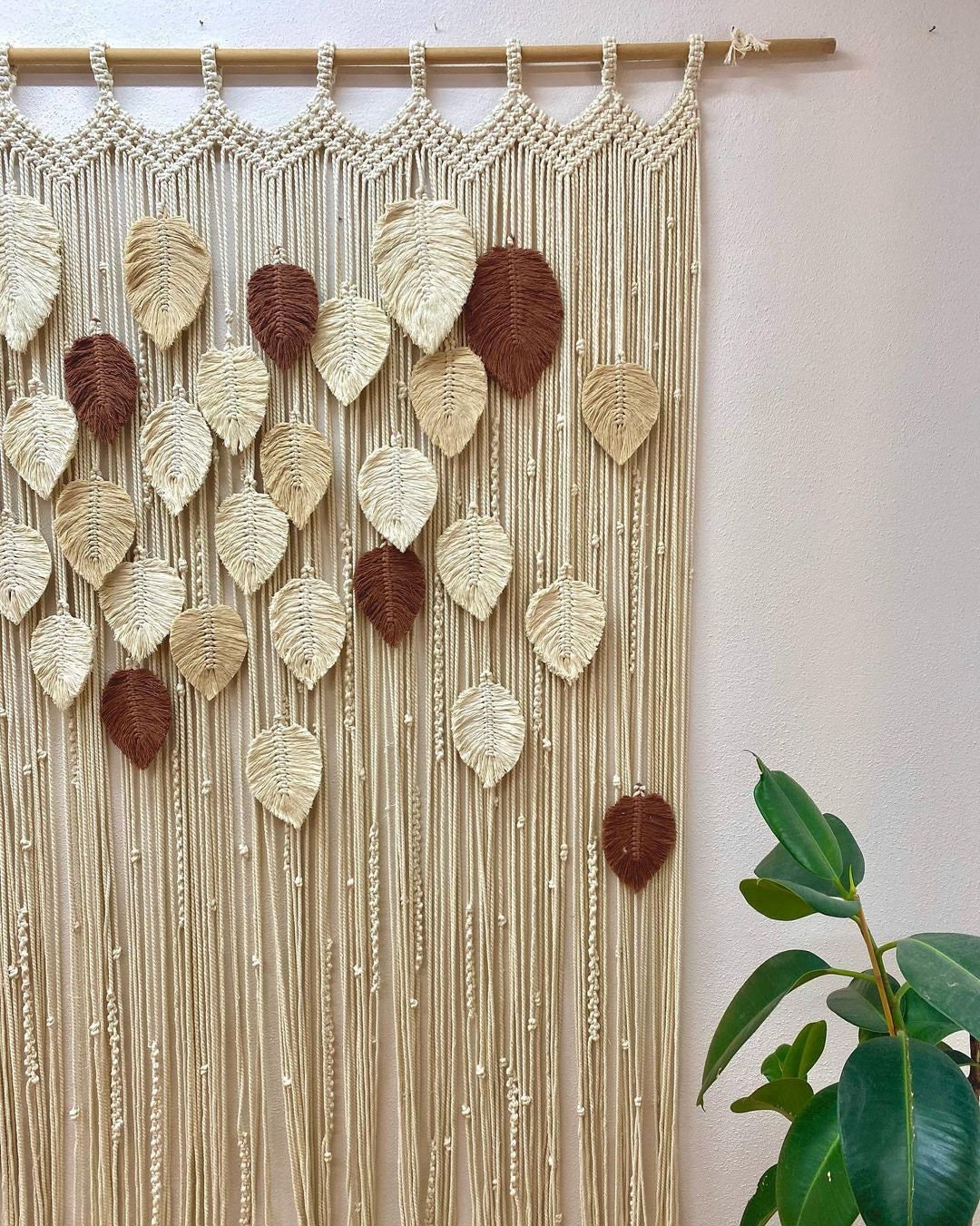 Macrame Leaves Curtain / Macramé Wall Curtain / Macrame / Etsy