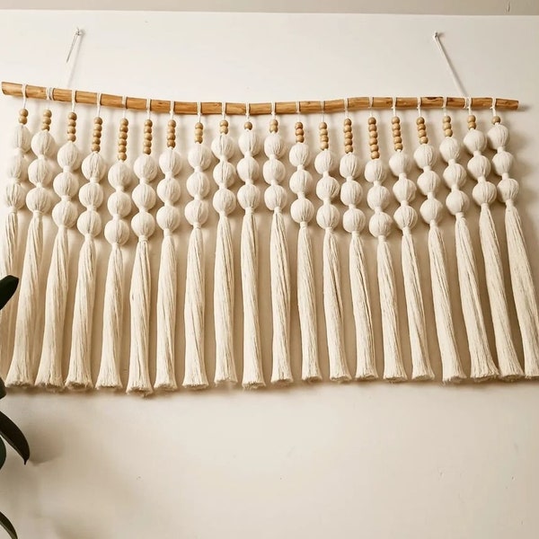 Modern Boho Macramé Wall Hanging | Handmade Fiber Art Wall Décor | Neutral Scandinavian Style | Living Room Bedroom Accen wall hanging