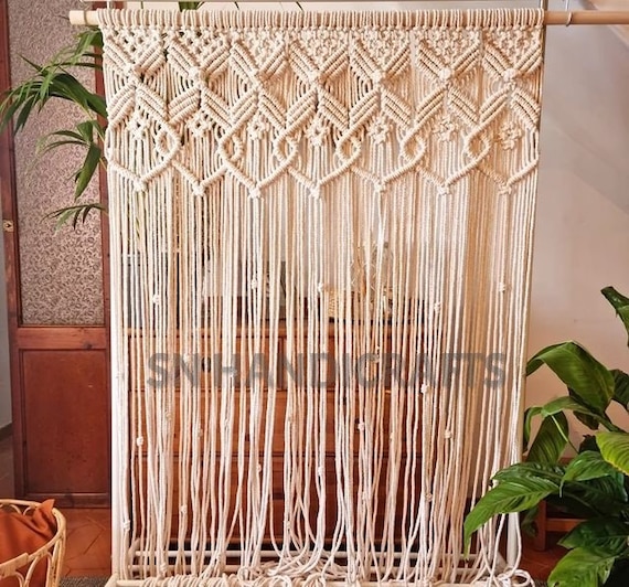 Fatto a mano Macramè Tenda parete appesa, porta finestra tende tessuto a  mano sfondo di nozze arco, armadio divisorio Boho Wall Decor -  Italia