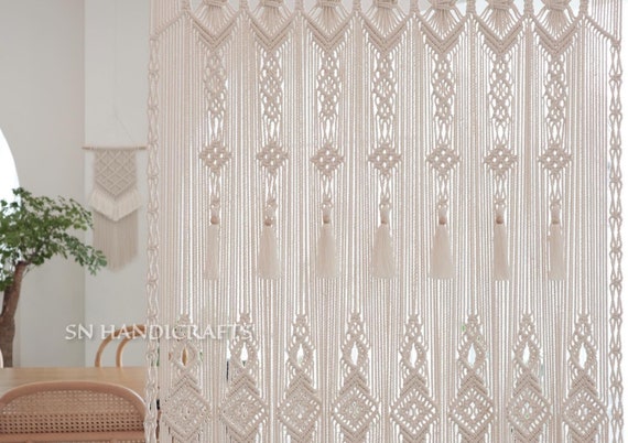 Hademade Macrame Long Crochet Mural Curtain Rusticwall 
