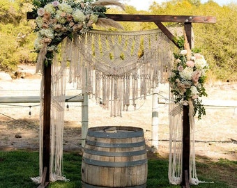 Handmade Macrame Wedding Backdrop, Macrame Wedding Arch Arbor, Macrame Wall Hanging,Macrame Door Hanging,Room Divider,Macrame Curtains