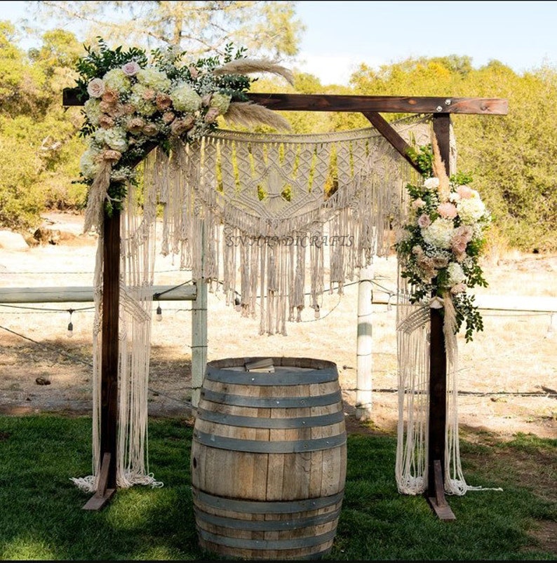 Handmade Macrame Wedding Backdrop, Macrame Wedding Arch Arbor, Macrame Wall Hanging,Macrame Door Hanging,Room Divider,Macrame Curtains image 1