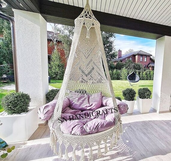 Limited Beautiful Handmade Macrame Swing, Swing Bed, hamaca interior,  columpio interior Chair, columpio interior adulto, Hamaca al aire libre,  Swing