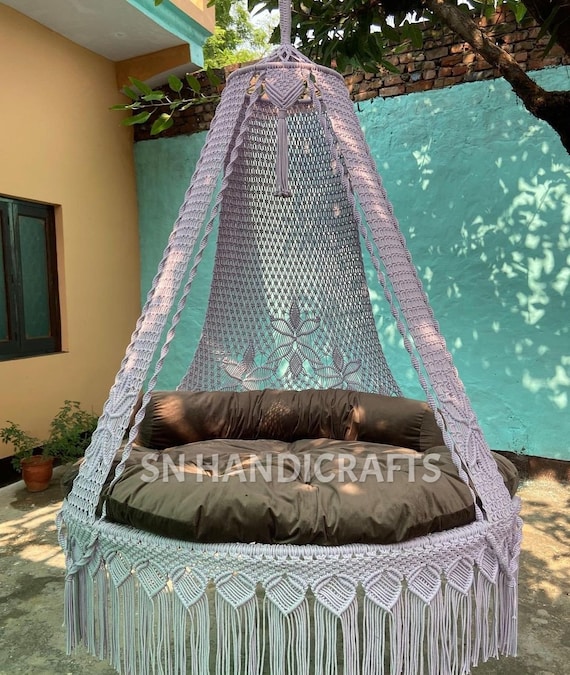 Macrame Hammock Chair Macrame Round Swing Hanging Cotton Macrame Hammock Chair Macrame Swing Chair