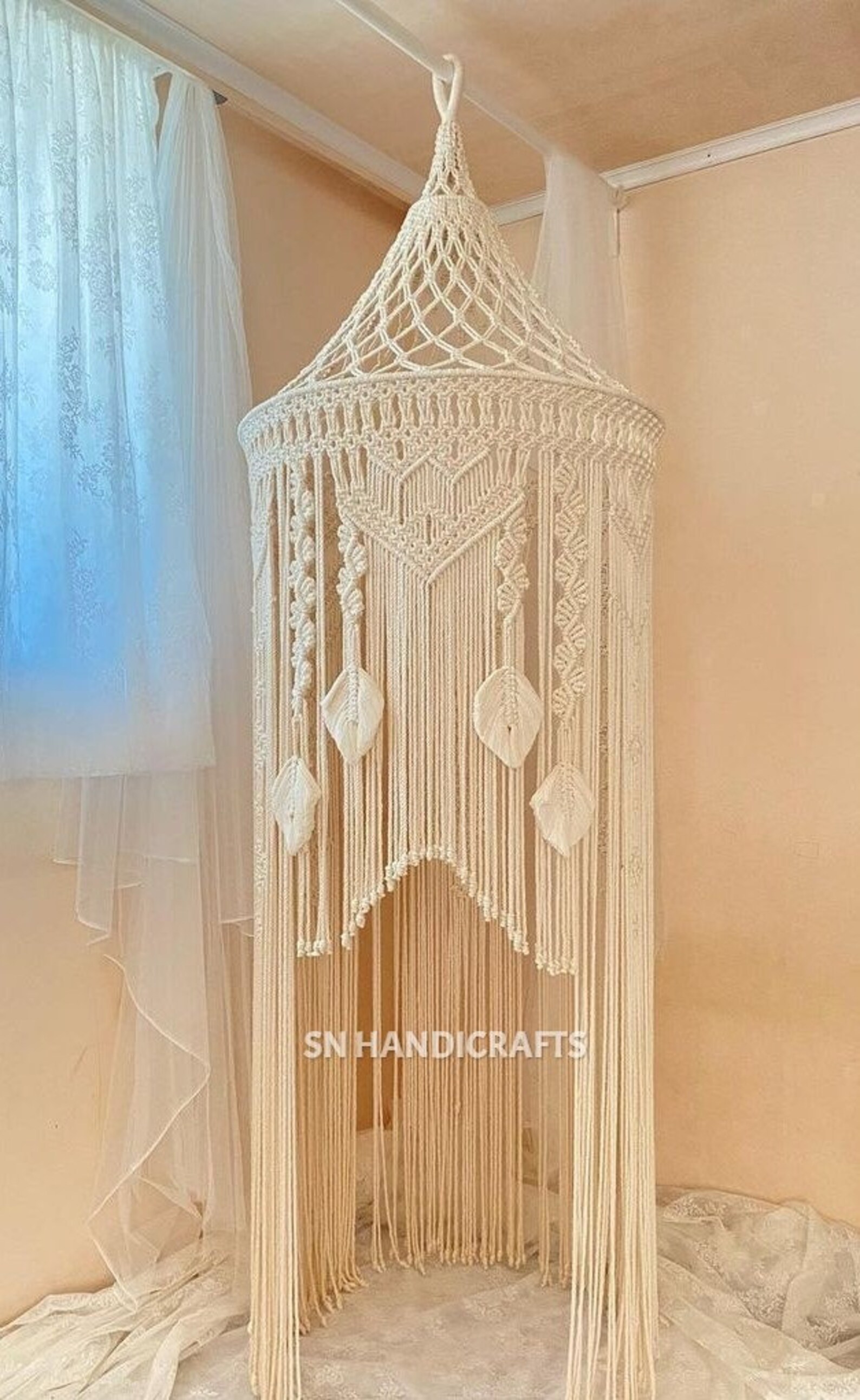 Beautiful Boho Cotton Macrame Canopy/ Macrame Canopy / Macrame Etsy