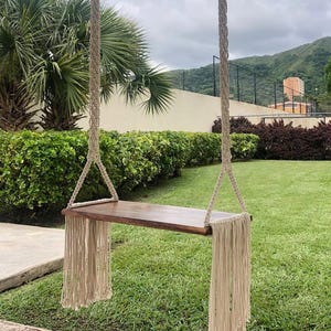 Macrame Swing, Macrame Wood Swing, Wood Swing, Tree Swing Adult, Boho Swing, Outdoor Swing, Indoor/Outdoor Swing, Wedding Swing