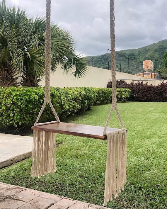 Macrame Swing, Macrame Wood Swing, Wood Swing, Tree Swing Adult