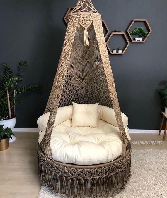 Limited Beautiful Handmade Macrame Swing, Swing Bed, hamaca interior,  columpio interior Chair, columpio interior adulto, Hamaca al aire libre,  Swing