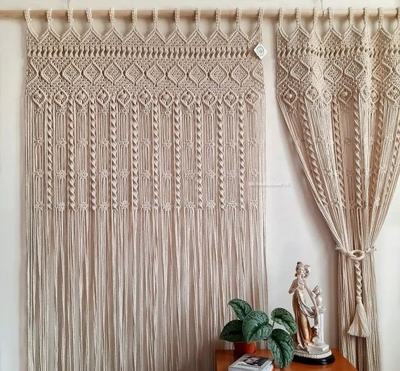 Hademade Macrame Long Crochet Mural Curtain Rusticwall 