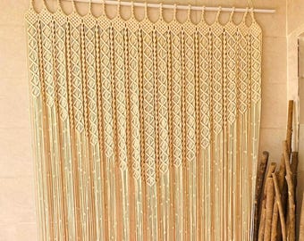 Hanging Macrame Curtain, wall hanging,Modern geometric woven tapestry,Long crochet mural curtain Rustic,Wedding backdrop ,Home decor