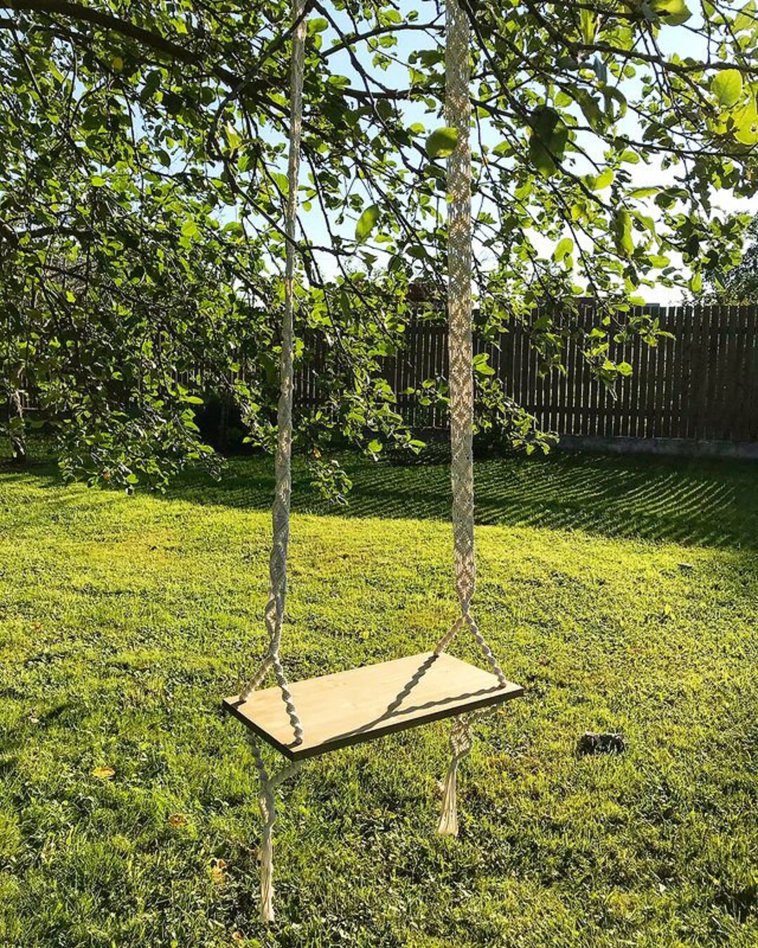 Macrame Wood Swing Wood Swing Tree Swing Adult Boho Swing Etsy