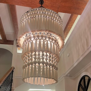 Ibiza Bubble Chandelier Handgjord Modern Makramékrona | Stor Boho Hängande Taklampa | Pendellampa i Naturlig Bomullsrep