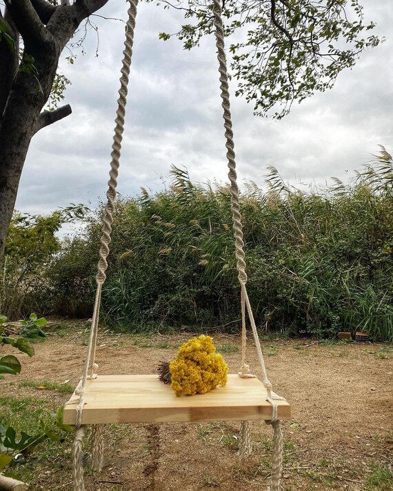 Lovely Handmade Macrame Wood Swing Wood Swing Tree Swing Adult