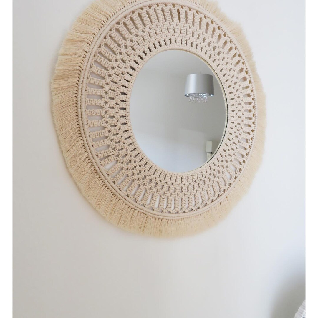 Luxurious Macrame Wall Hanging Mirrors Nordic Handmade Wall Mirror Boho Tapestry Mirrors Art