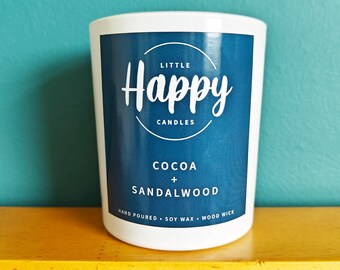 Cocoa and Sandalwood | Wood Wick Soy Wax Candle