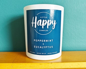 Peppermint and Eucalyptus | Wood Wick Soy Wax Candle