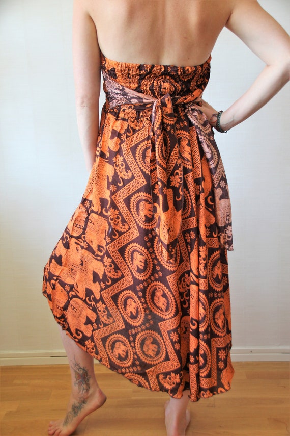 orange boho maxi dress