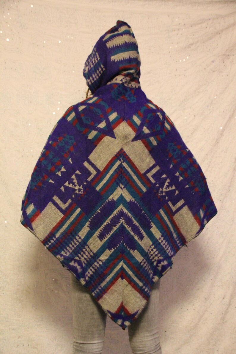 Bohemian Handmade Wool Poncho hippie poncho travel poncho festival poncho colourful poncho