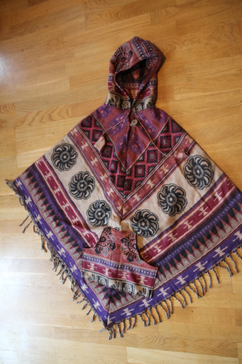 Bohemian Handmade Wool Poncho hippie poncho travel poncho festival poncho colourful poncho