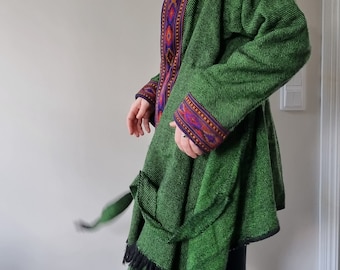 Bohemian Handmade warm Wool Cardigan / hippie cardigan / travel  / festival  /wool