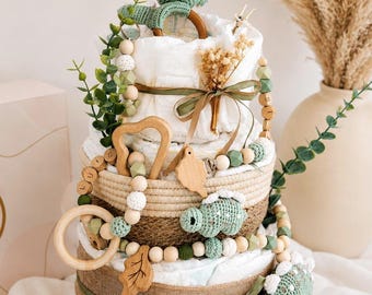 Windeltorte neutral, Windeltorte, Geburt zur Geschenk , Baby Party Geschenk, Windeltorte Dino neutral