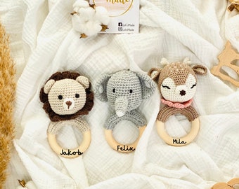 Rassel Baby, Baby Geschenk, Löwe Rassel, Baby Rassel mit Namen, Rassel Personalisiert, Baby Geschenk, Taufe, Geburt Baby