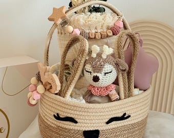 Diaper basket for girls: cute diaper cake, birth gift, baby shower