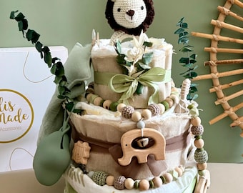 Windeltorte neutral, Windeltorte, Geschenk zur Geburt, Mädchen und Junge